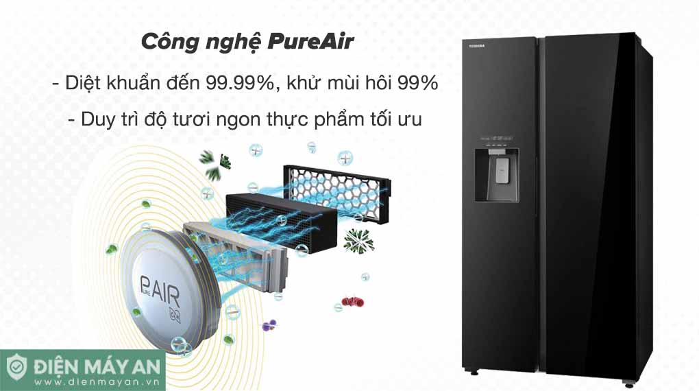 Tủ Lạnh Toshiba Inverter 568 Lít Side By Side GR-RS755WIA-PGV(22)-XK - công nghệ kháng khuẩn, khử mùi